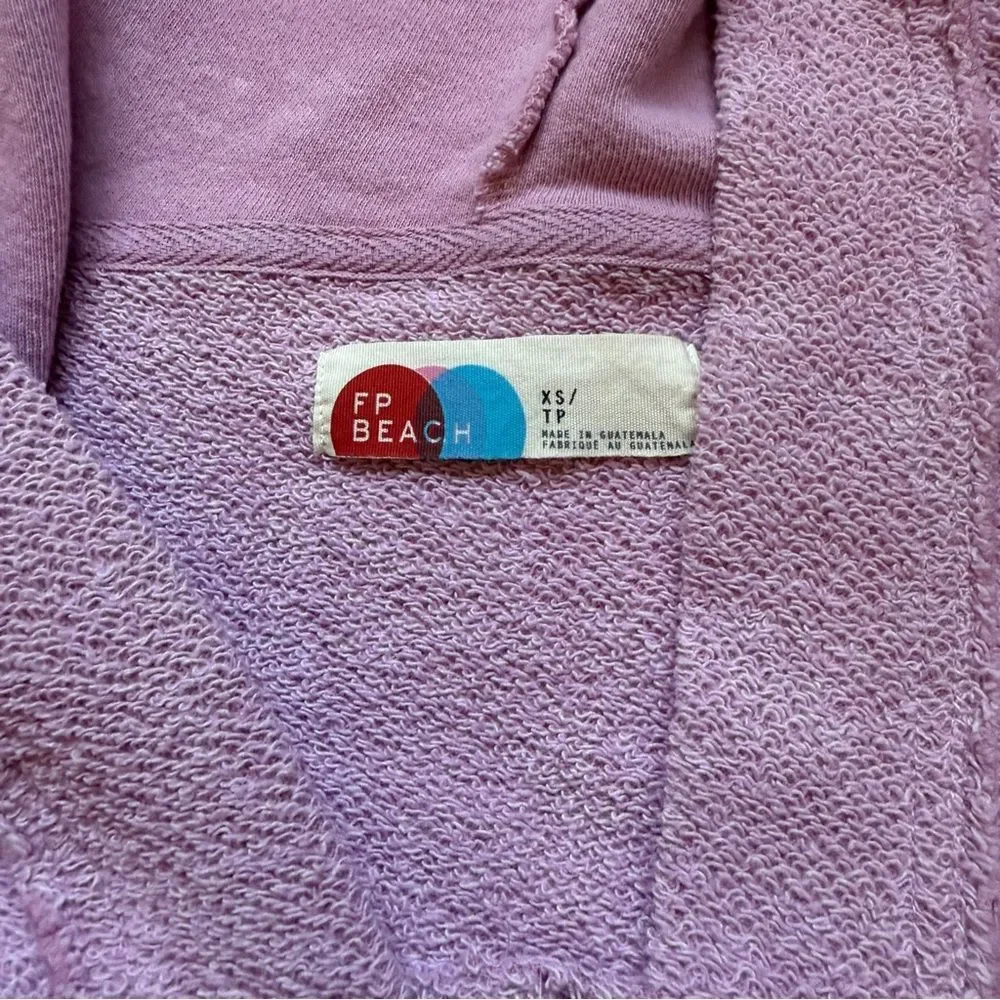 Free People Oversized Terry Hooded Sweatshirt XS Purple Vacation Boho